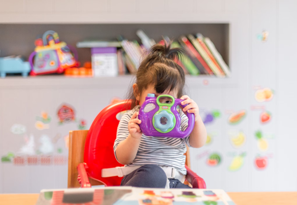 A child playing with toys