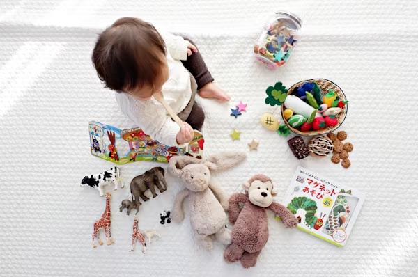 A Child Playing With Toys 