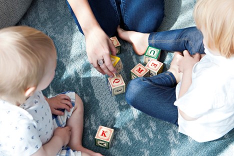 Children playing with blocks at a preschool in Brampton