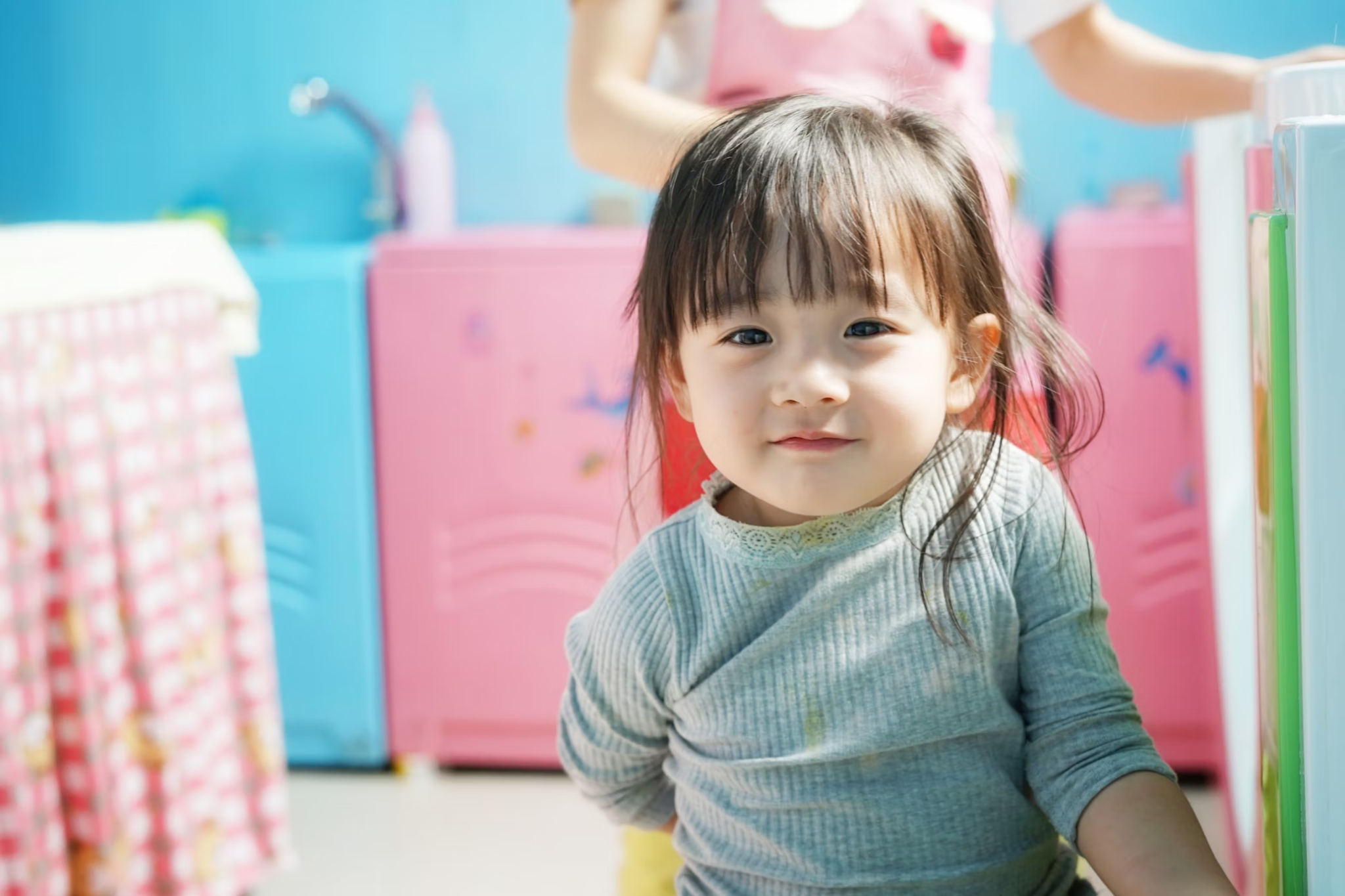 A little girl smiling